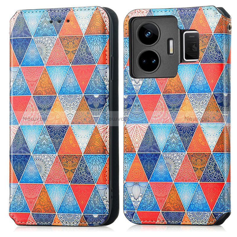 Leather Case Stands Fashionable Pattern Flip Cover Holder S02D for Realme GT Neo6 5G