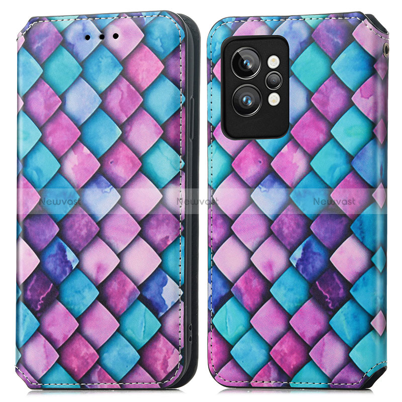 Leather Case Stands Fashionable Pattern Flip Cover Holder S02D for Realme GT2 Pro 5G