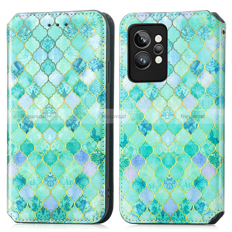 Leather Case Stands Fashionable Pattern Flip Cover Holder S02D for Realme GT2 Pro 5G