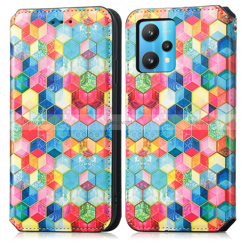 Leather Case Stands Fashionable Pattern Flip Cover Holder S02D for Realme Narzo 50 Pro 5G