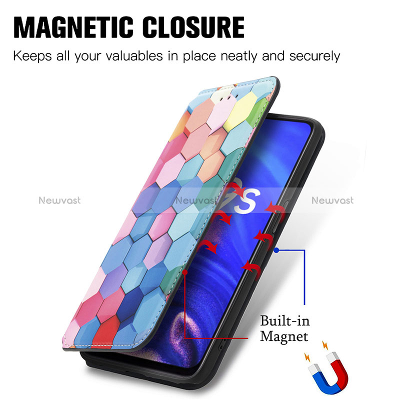 Leather Case Stands Fashionable Pattern Flip Cover Holder S02D for Realme Q3s 5G