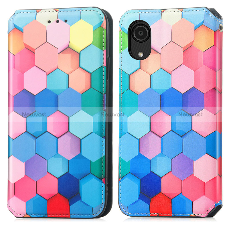 Leather Case Stands Fashionable Pattern Flip Cover Holder S02D for Samsung Galaxy A03 Core