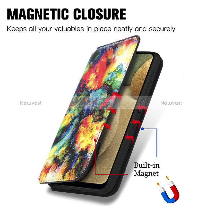 Leather Case Stands Fashionable Pattern Flip Cover Holder S02D for Samsung Galaxy A12 5G