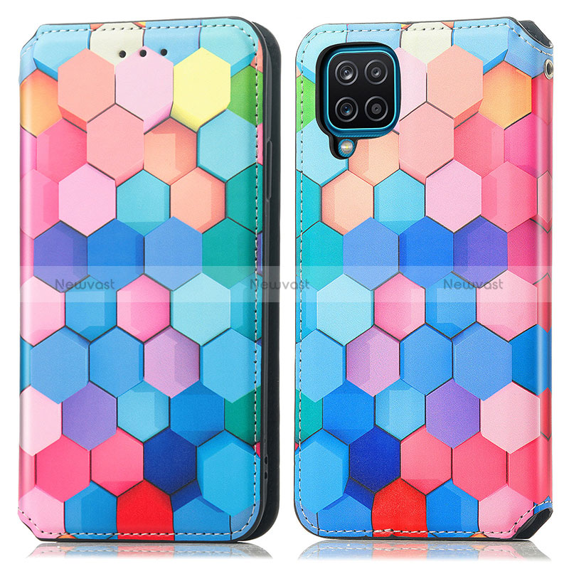 Leather Case Stands Fashionable Pattern Flip Cover Holder S02D for Samsung Galaxy A12 5G