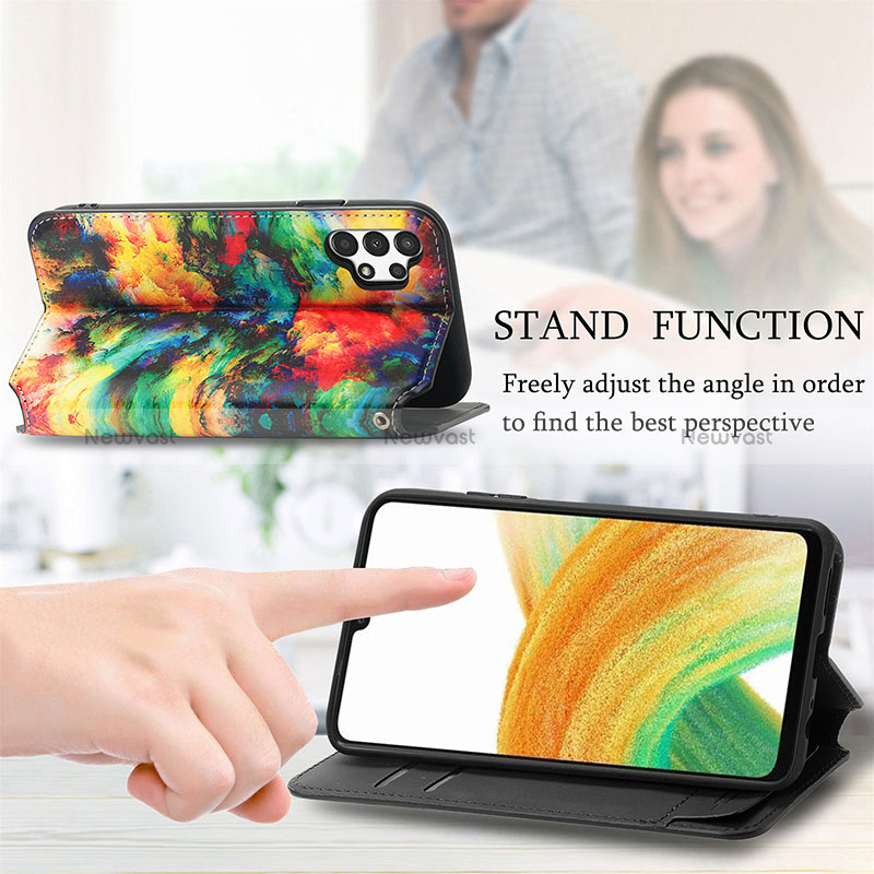 Leather Case Stands Fashionable Pattern Flip Cover Holder S02D for Samsung Galaxy A13 4G