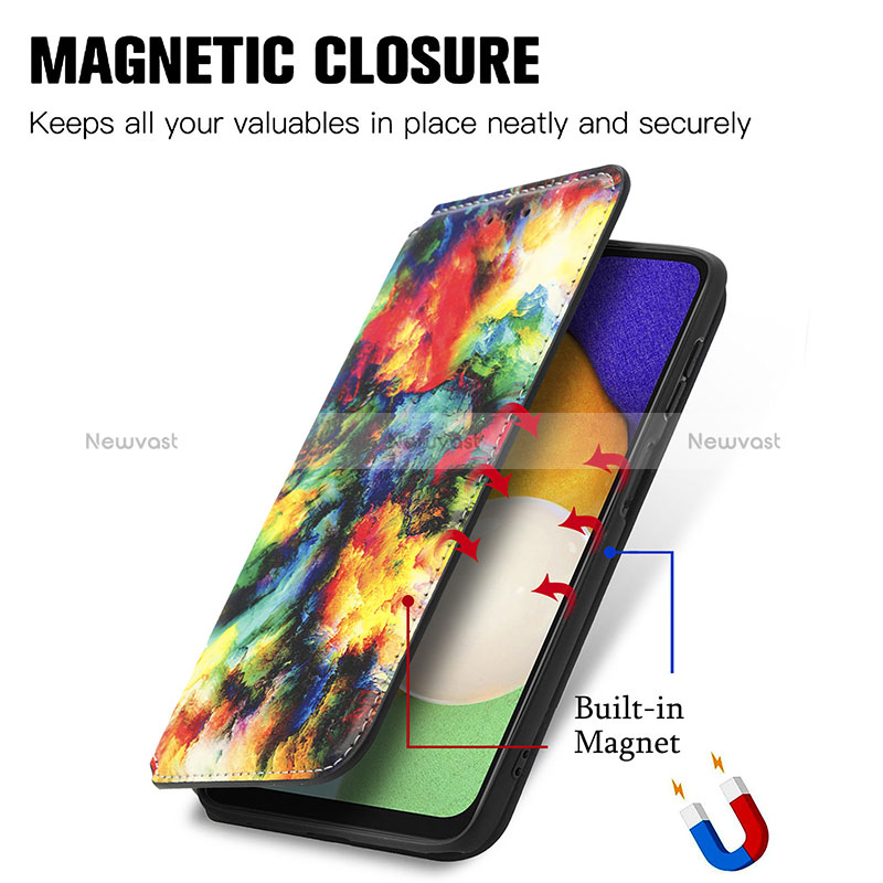 Leather Case Stands Fashionable Pattern Flip Cover Holder S02D for Samsung Galaxy A13 5G