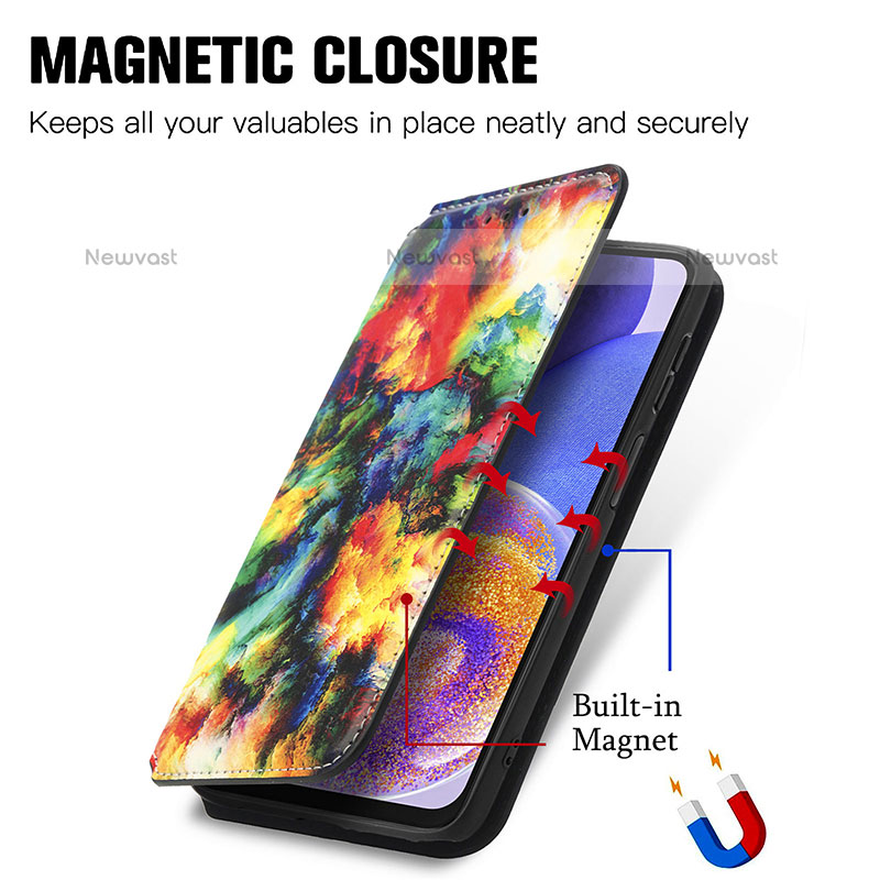 Leather Case Stands Fashionable Pattern Flip Cover Holder S02D for Samsung Galaxy A23 5G