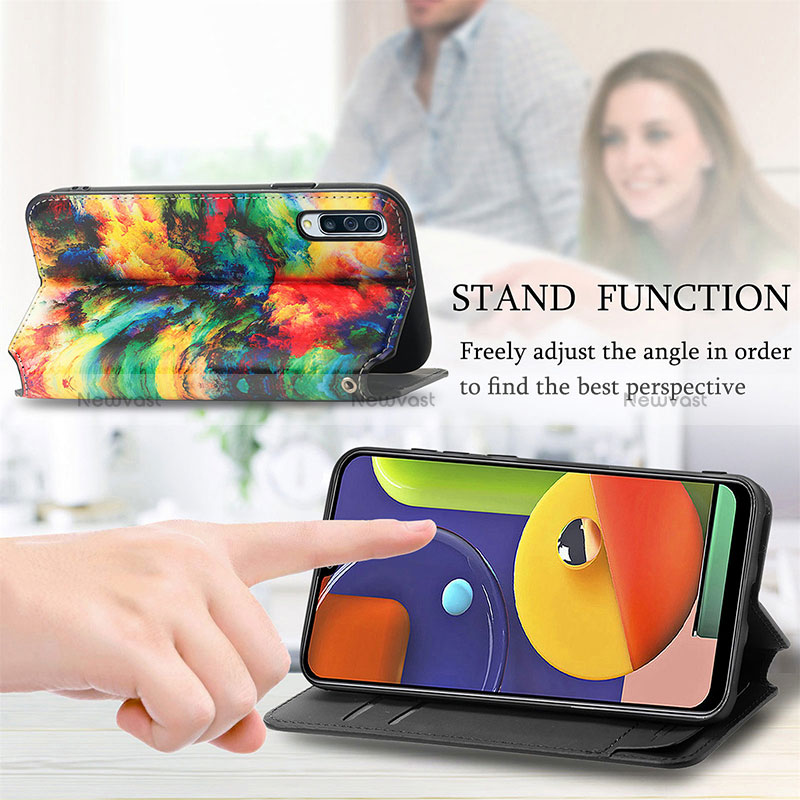 Leather Case Stands Fashionable Pattern Flip Cover Holder S02D for Samsung Galaxy A30S