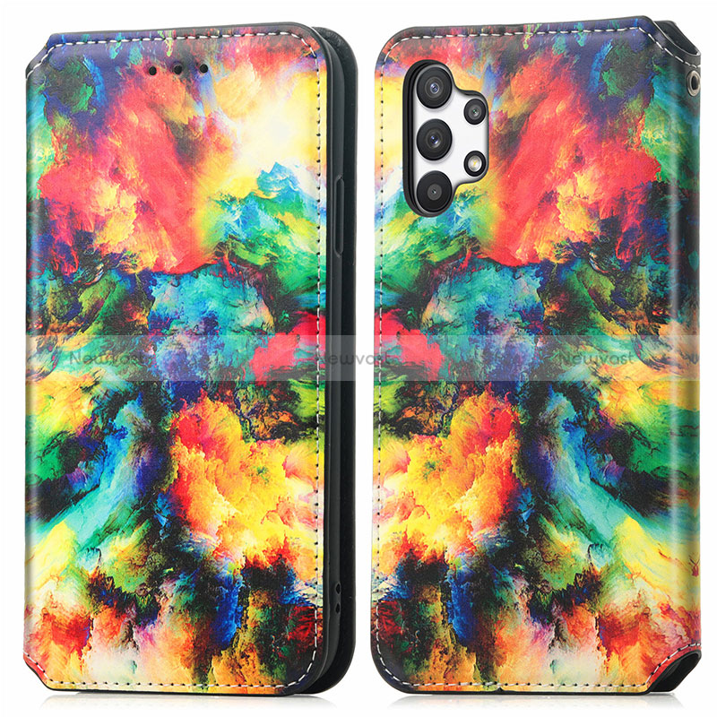 Leather Case Stands Fashionable Pattern Flip Cover Holder S02D for Samsung Galaxy A32 5G
