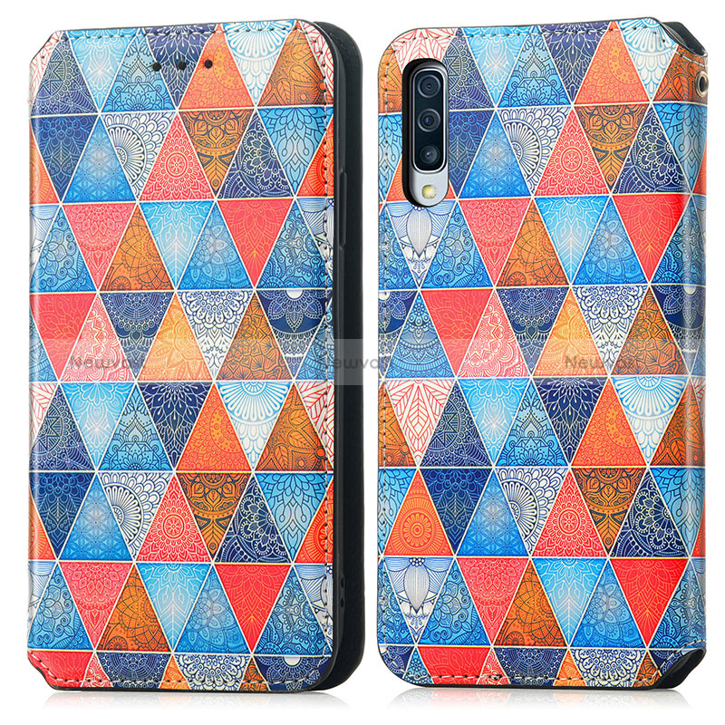 Leather Case Stands Fashionable Pattern Flip Cover Holder S02D for Samsung Galaxy A50