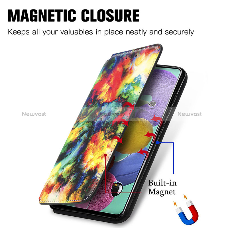 Leather Case Stands Fashionable Pattern Flip Cover Holder S02D for Samsung Galaxy A51 5G