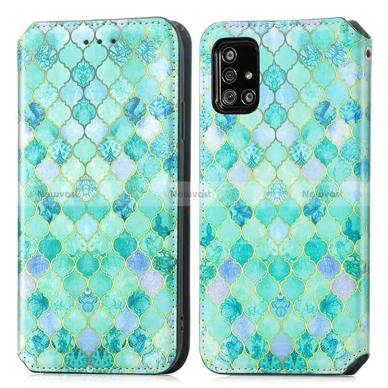 Leather Case Stands Fashionable Pattern Flip Cover Holder S02D for Samsung Galaxy A51 5G