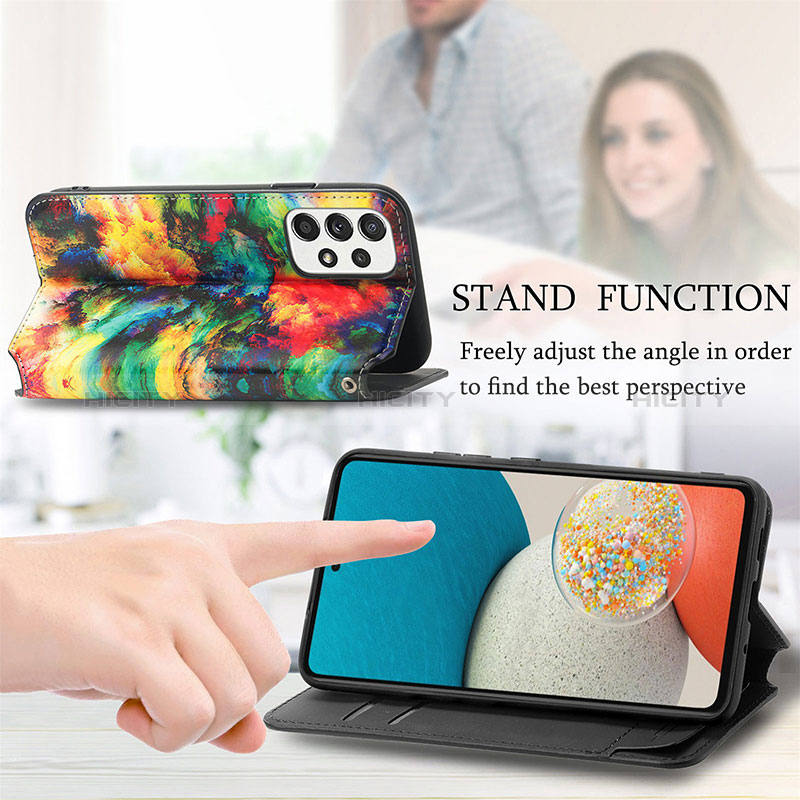 Leather Case Stands Fashionable Pattern Flip Cover Holder S02D for Samsung Galaxy A53 5G