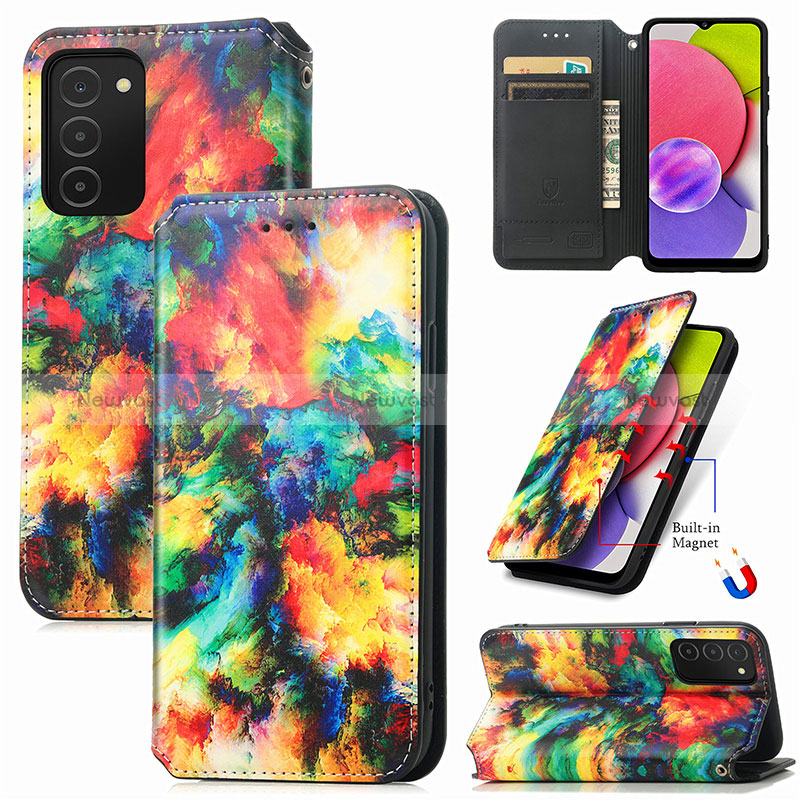 Leather Case Stands Fashionable Pattern Flip Cover Holder S02D for Samsung Galaxy F02S SM-E025F