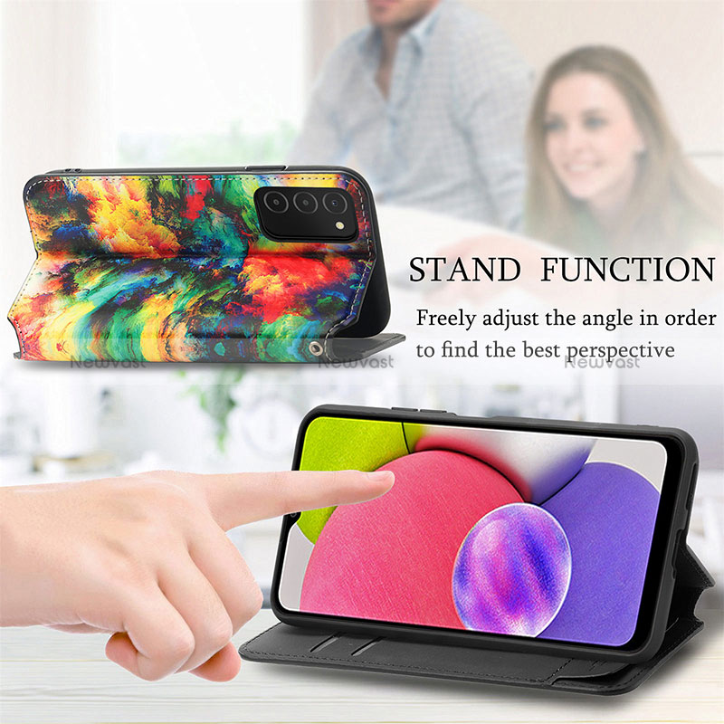 Leather Case Stands Fashionable Pattern Flip Cover Holder S02D for Samsung Galaxy F02S SM-E025F