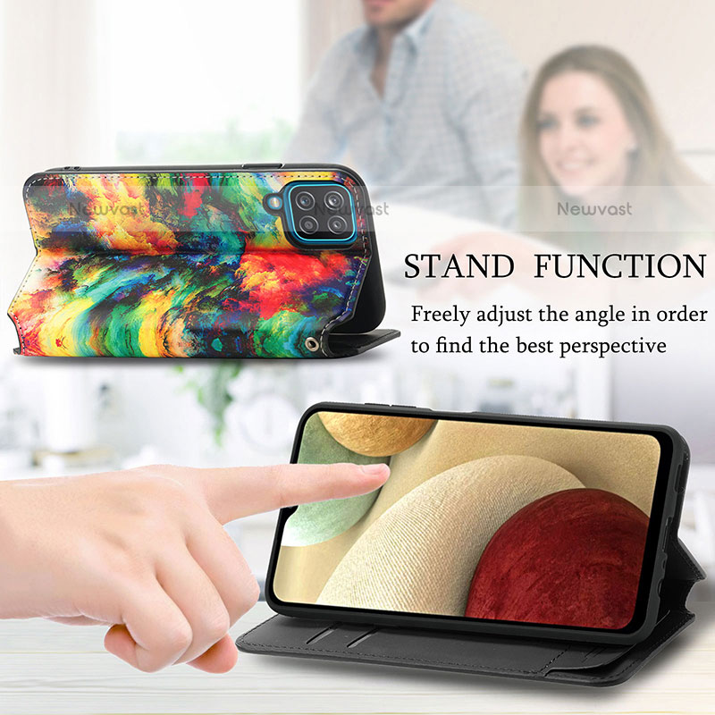 Leather Case Stands Fashionable Pattern Flip Cover Holder S02D for Samsung Galaxy F12