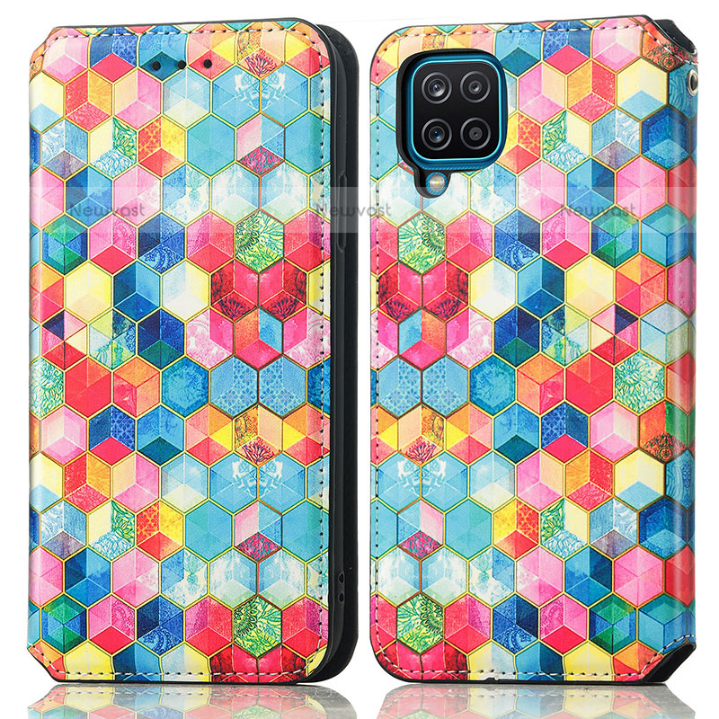 Leather Case Stands Fashionable Pattern Flip Cover Holder S02D for Samsung Galaxy F12