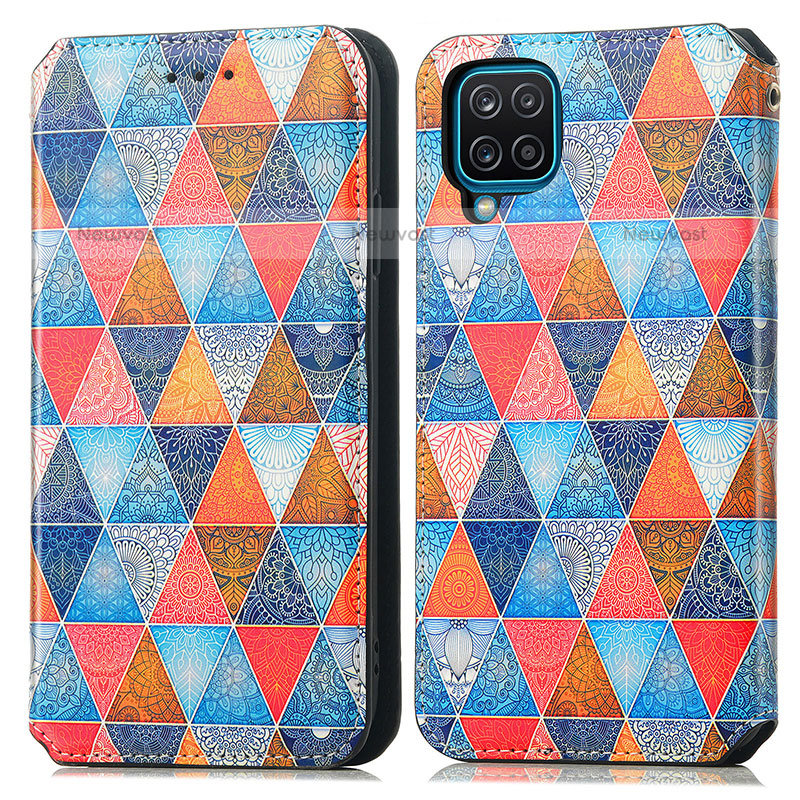 Leather Case Stands Fashionable Pattern Flip Cover Holder S02D for Samsung Galaxy F12
