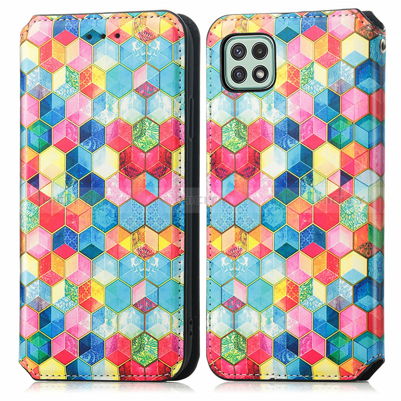 Leather Case Stands Fashionable Pattern Flip Cover Holder S02D for Samsung Galaxy F42 5G Mixed