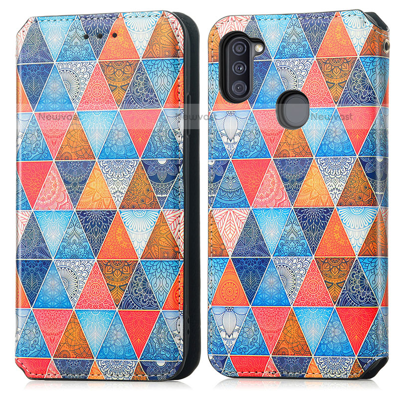 Leather Case Stands Fashionable Pattern Flip Cover Holder S02D for Samsung Galaxy M11