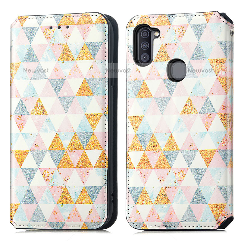 Leather Case Stands Fashionable Pattern Flip Cover Holder S02D for Samsung Galaxy M11