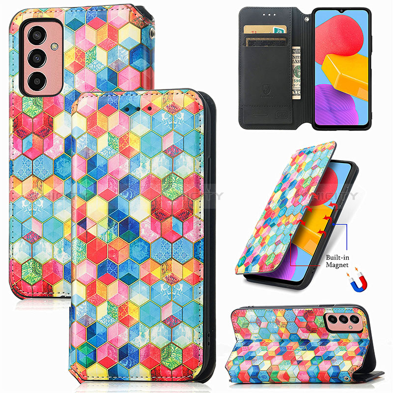 Leather Case Stands Fashionable Pattern Flip Cover Holder S02D for Samsung Galaxy M13 4G