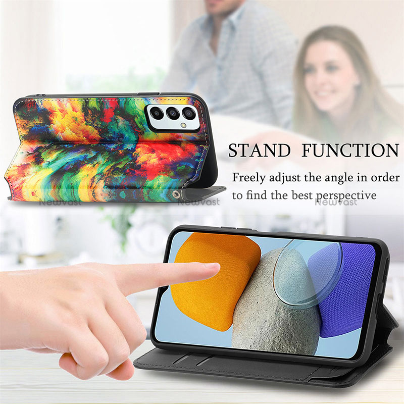 Leather Case Stands Fashionable Pattern Flip Cover Holder S02D for Samsung Galaxy M23 5G