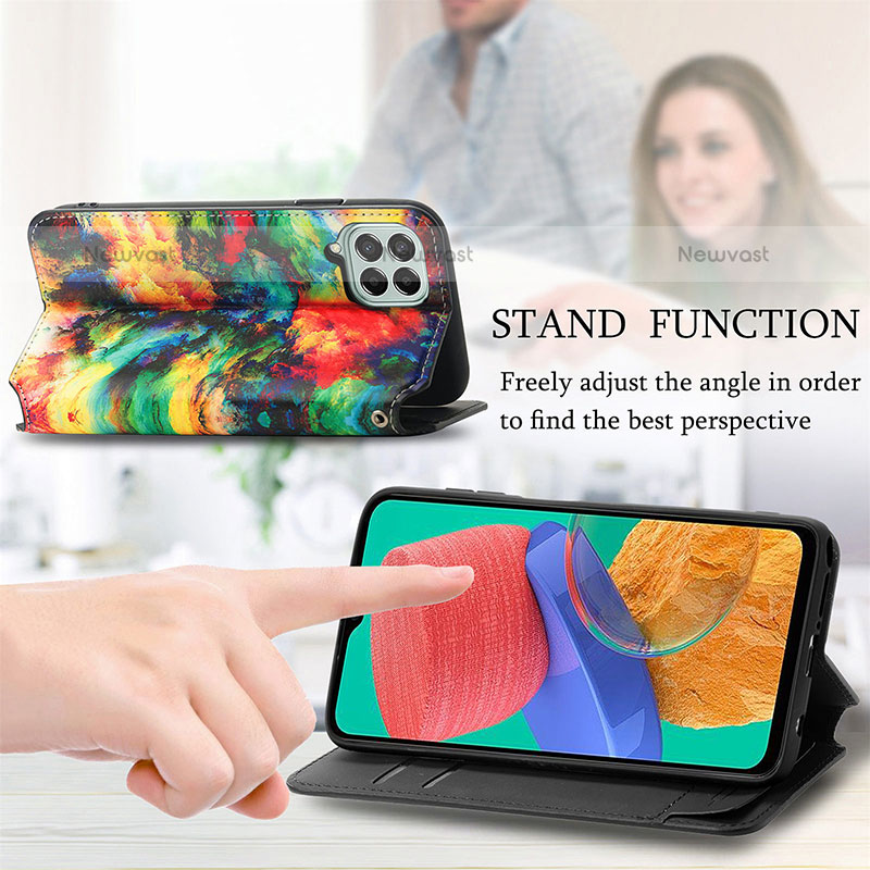 Leather Case Stands Fashionable Pattern Flip Cover Holder S02D for Samsung Galaxy M33 5G