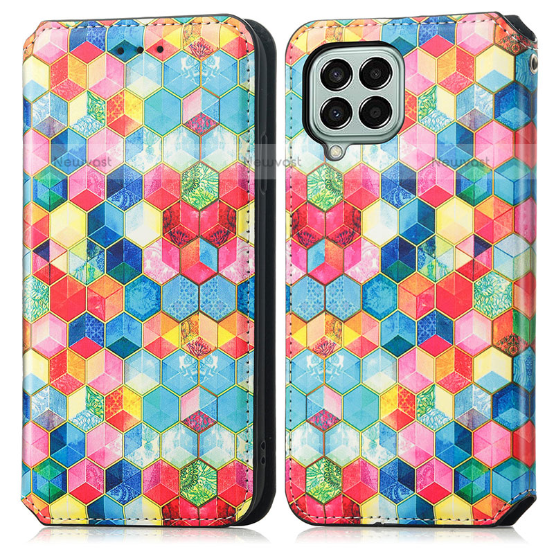 Leather Case Stands Fashionable Pattern Flip Cover Holder S02D for Samsung Galaxy M33 5G