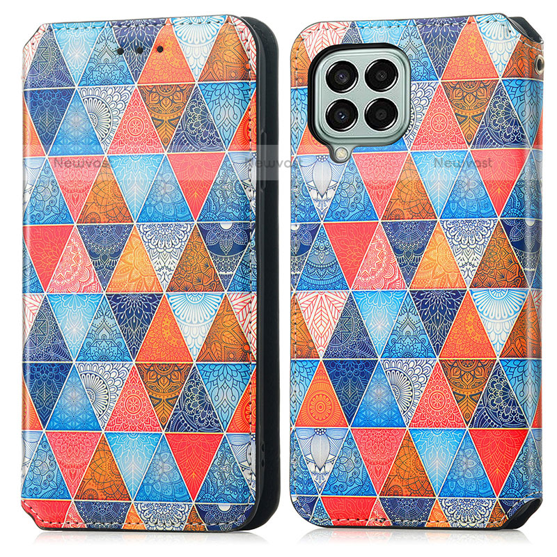 Leather Case Stands Fashionable Pattern Flip Cover Holder S02D for Samsung Galaxy M33 5G