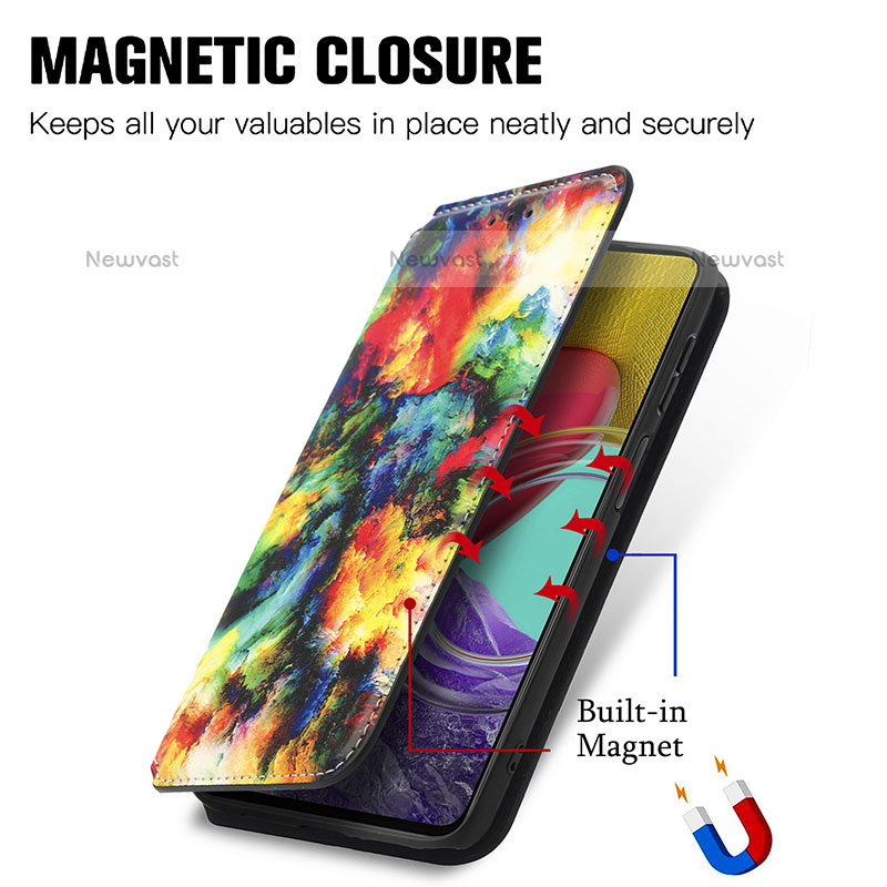 Leather Case Stands Fashionable Pattern Flip Cover Holder S02D for Samsung Galaxy M53 5G