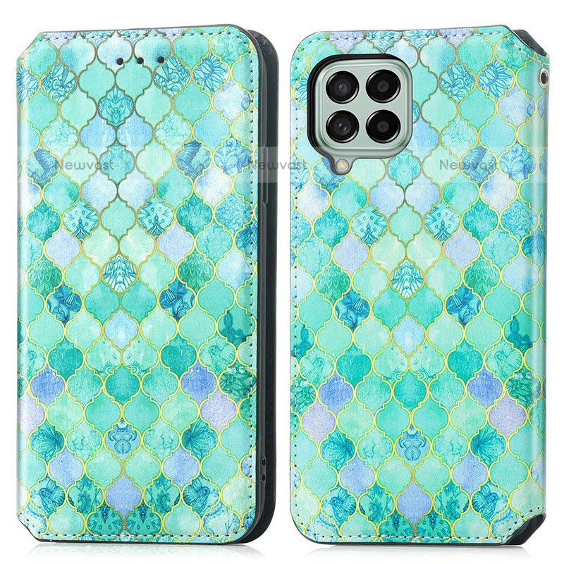 Leather Case Stands Fashionable Pattern Flip Cover Holder S02D for Samsung Galaxy M53 5G