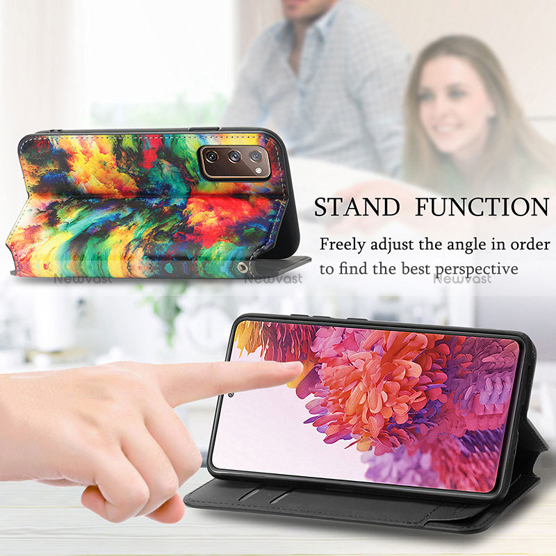 Leather Case Stands Fashionable Pattern Flip Cover Holder S02D for Samsung Galaxy S20 FE (2022) 5G