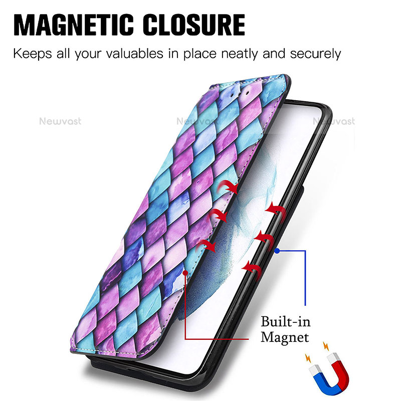 Leather Case Stands Fashionable Pattern Flip Cover Holder S02D for Samsung Galaxy S21 Plus 5G