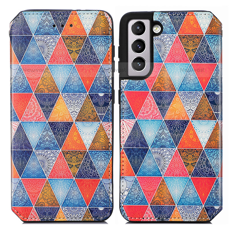 Leather Case Stands Fashionable Pattern Flip Cover Holder S02D for Samsung Galaxy S21 Plus 5G