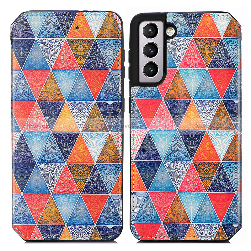 Leather Case Stands Fashionable Pattern Flip Cover Holder S02D for Samsung Galaxy S24 5G