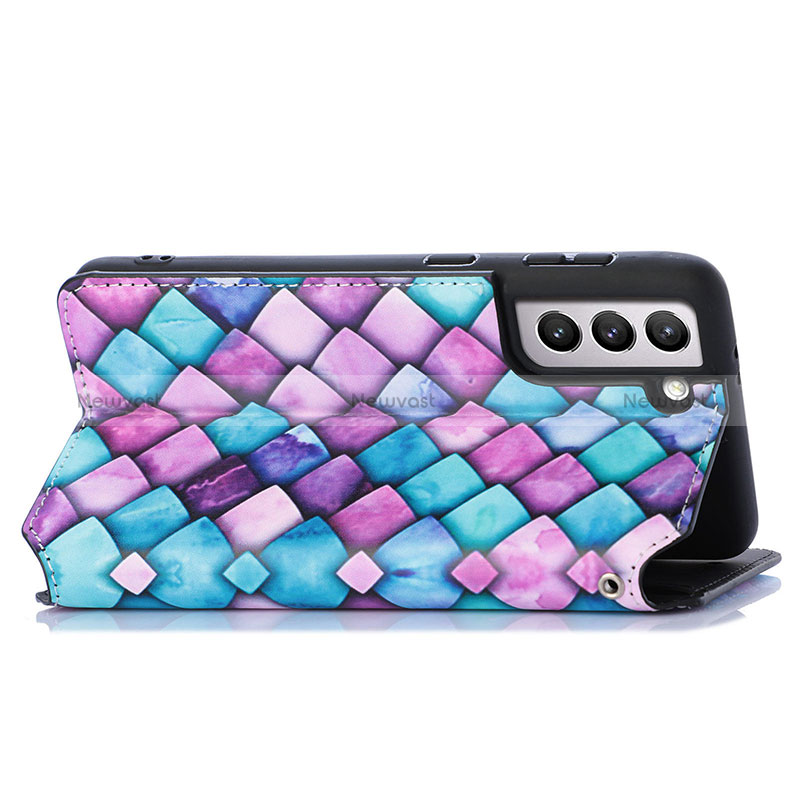 Leather Case Stands Fashionable Pattern Flip Cover Holder S02D for Samsung Galaxy S24 5G