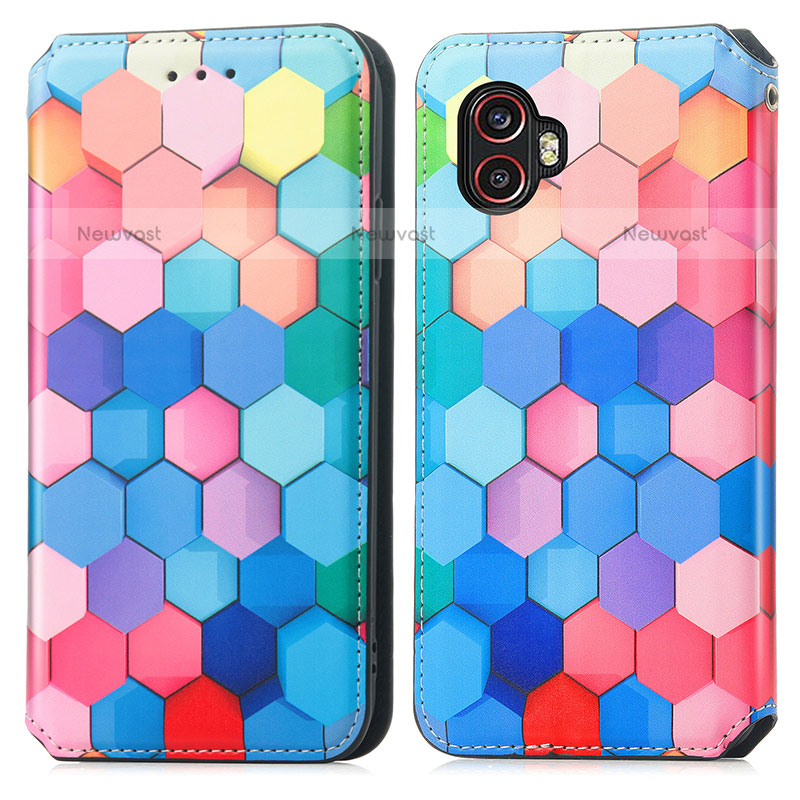 Leather Case Stands Fashionable Pattern Flip Cover Holder S02D for Samsung Galaxy XCover 6 Pro 5G Colorful