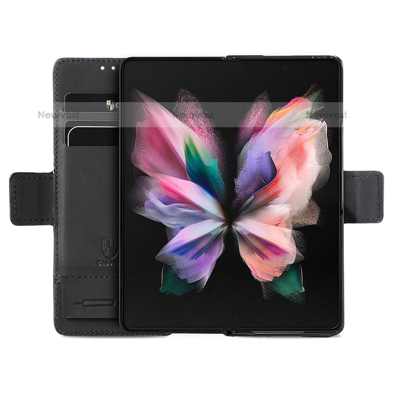 Leather Case Stands Fashionable Pattern Flip Cover Holder S02D for Samsung Galaxy Z Fold3 5G