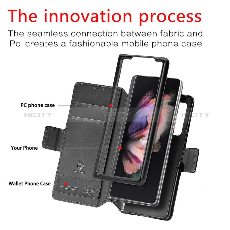 Leather Case Stands Fashionable Pattern Flip Cover Holder S02D for Samsung Galaxy Z Fold4 5G