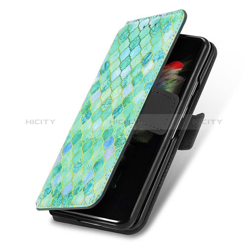 Leather Case Stands Fashionable Pattern Flip Cover Holder S02D for Samsung Galaxy Z Fold4 5G