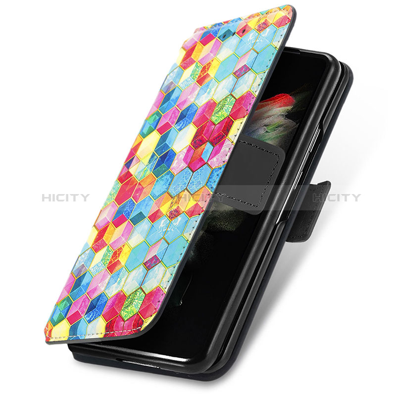 Leather Case Stands Fashionable Pattern Flip Cover Holder S02D for Samsung Galaxy Z Fold4 5G