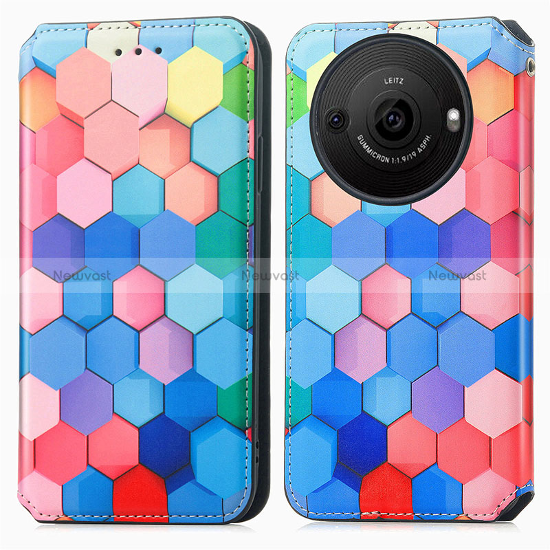 Leather Case Stands Fashionable Pattern Flip Cover Holder S02D for Sharp Aquos R8 Pro