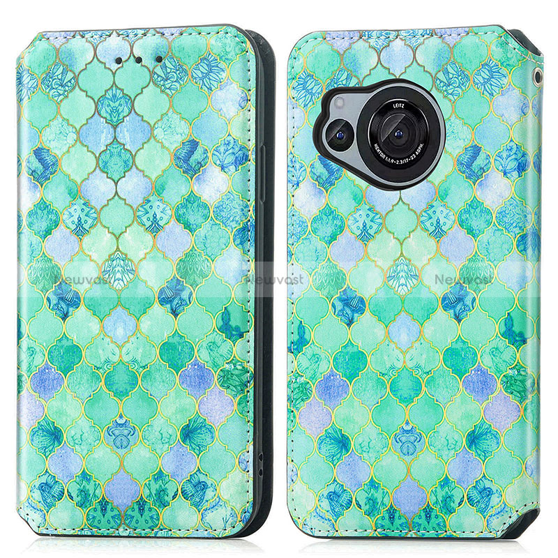 Leather Case Stands Fashionable Pattern Flip Cover Holder S02D for Sharp Aquos R8s