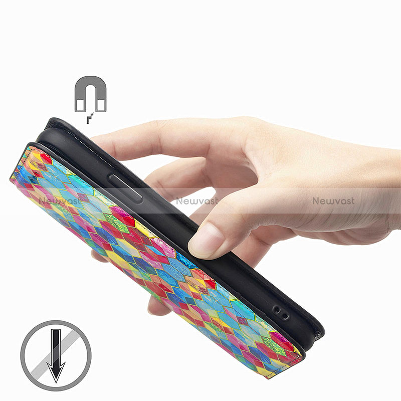 Leather Case Stands Fashionable Pattern Flip Cover Holder S02D for Sharp Aquos wish3