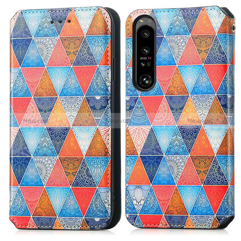 Leather Case Stands Fashionable Pattern Flip Cover Holder S02D for Sony Xperia 1 IV
