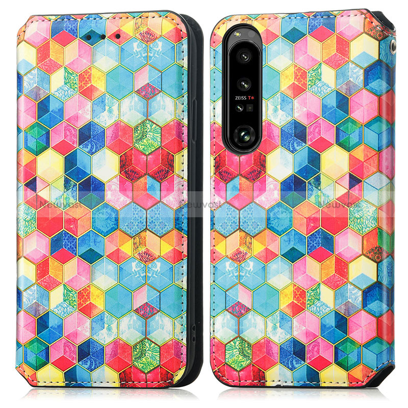 Leather Case Stands Fashionable Pattern Flip Cover Holder S02D for Sony Xperia 1 IV