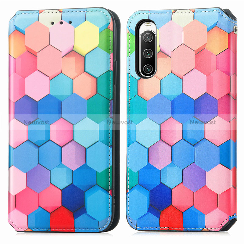 Leather Case Stands Fashionable Pattern Flip Cover Holder S02D for Sony Xperia 10 IV Colorful