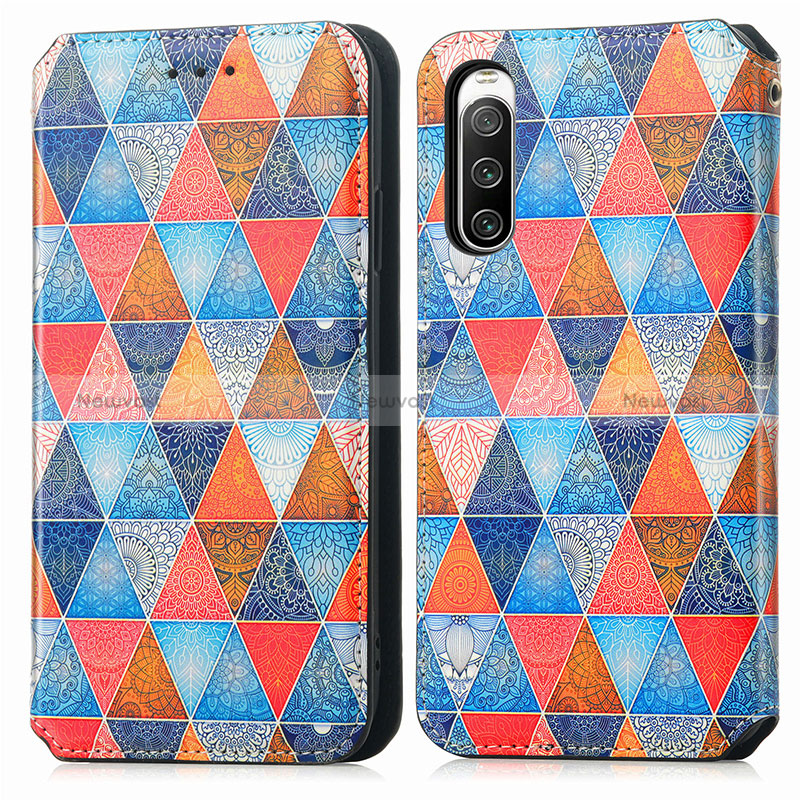 Leather Case Stands Fashionable Pattern Flip Cover Holder S02D for Sony Xperia 10 IV SOG07