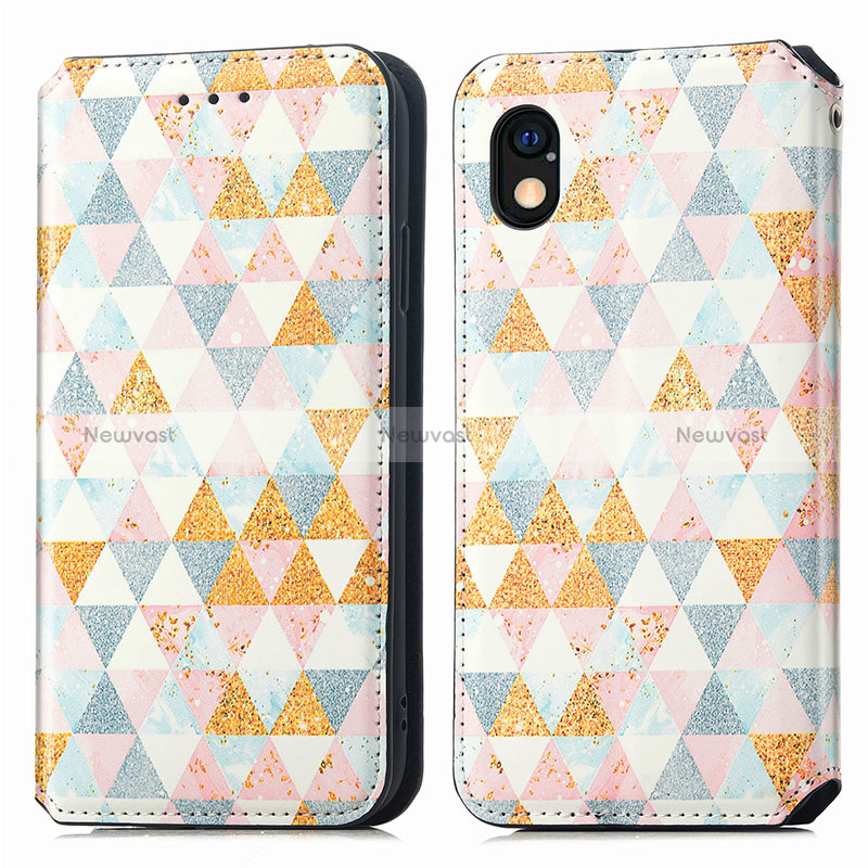 Leather Case Stands Fashionable Pattern Flip Cover Holder S02D for Sony Xperia Ace III SOG08 White